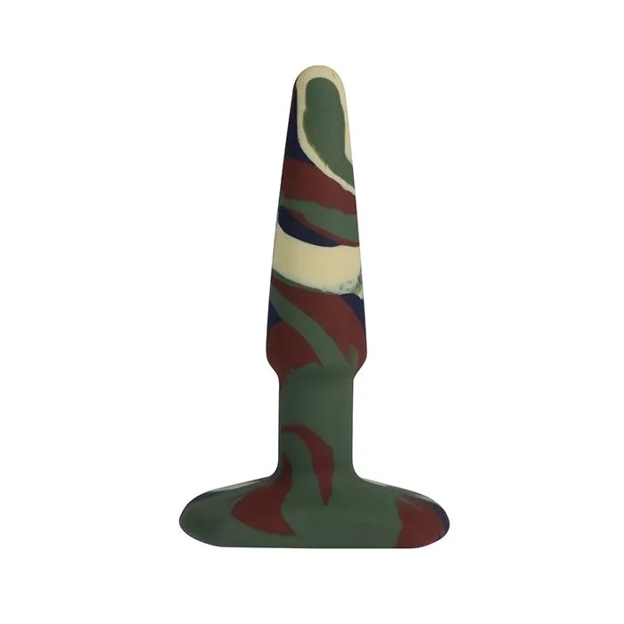 A Play 4" Groovy Silicone Anal Plug - Camouflage