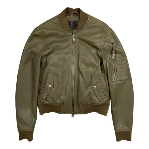 All Saints Avalon Green Leather Bomber Jacket