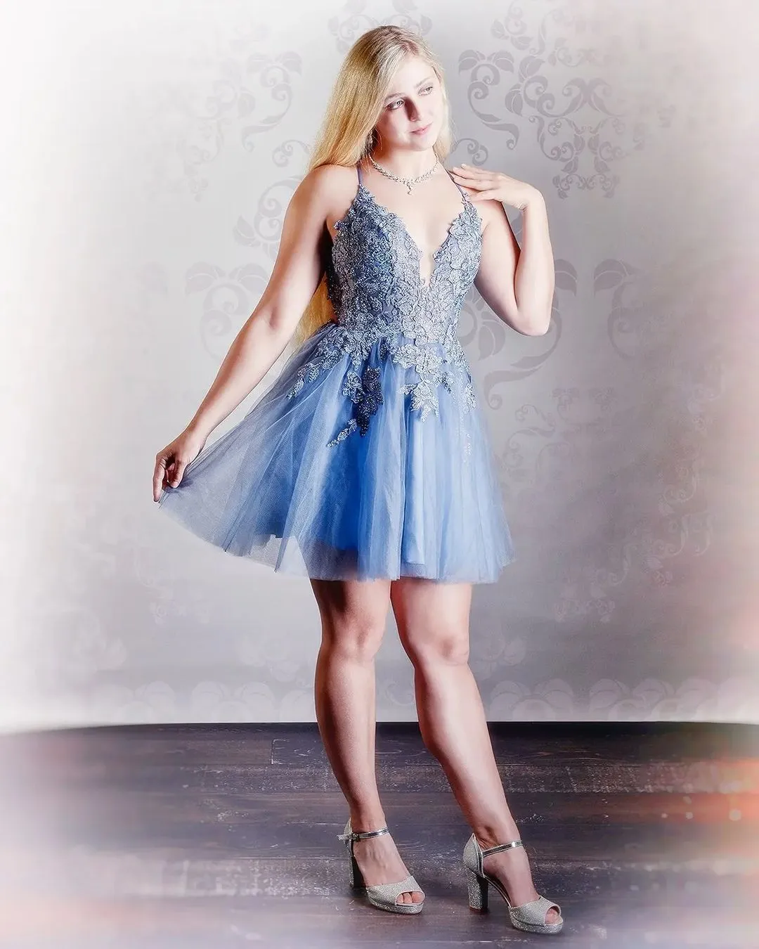 Anya | A Line Applique BlushTulle Short Homecoming Dress