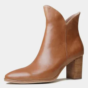 Astronomy Tan Leather Ankle Boots