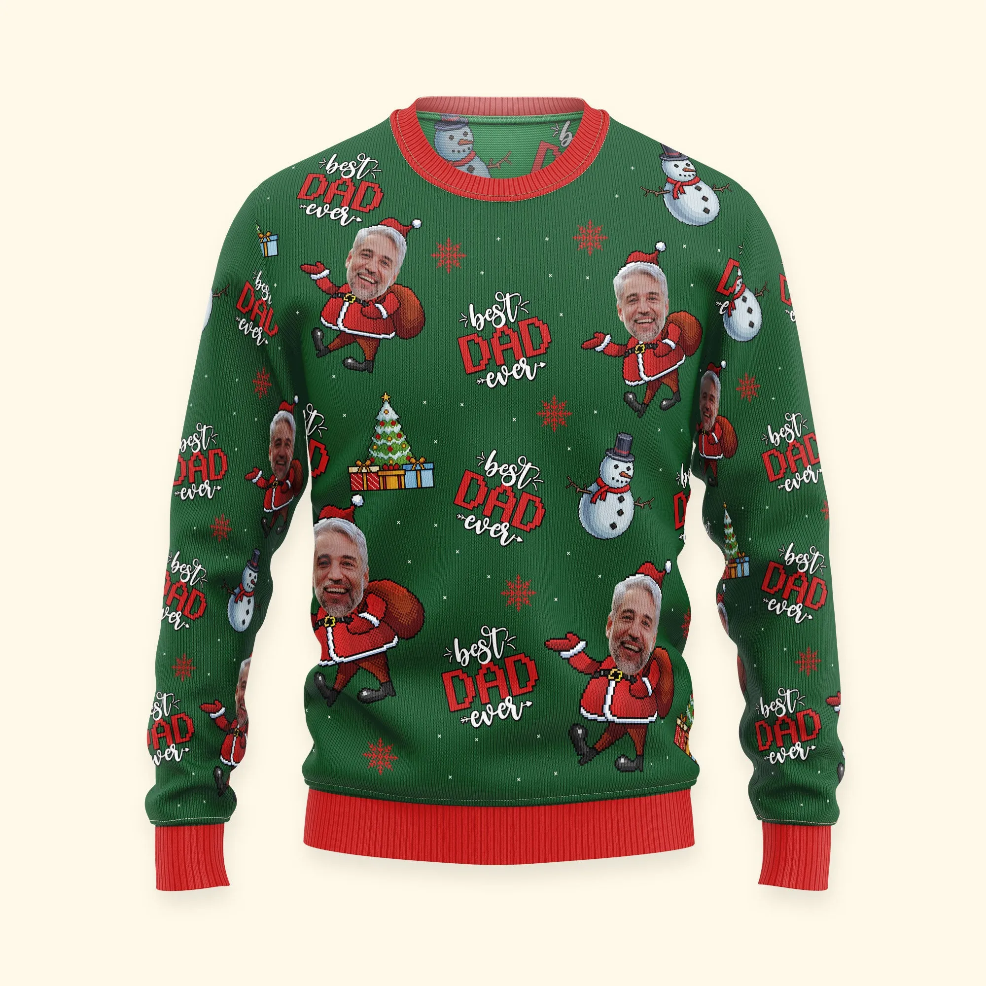 Best Dad Ever - Personalized Photo Ugly Sweater