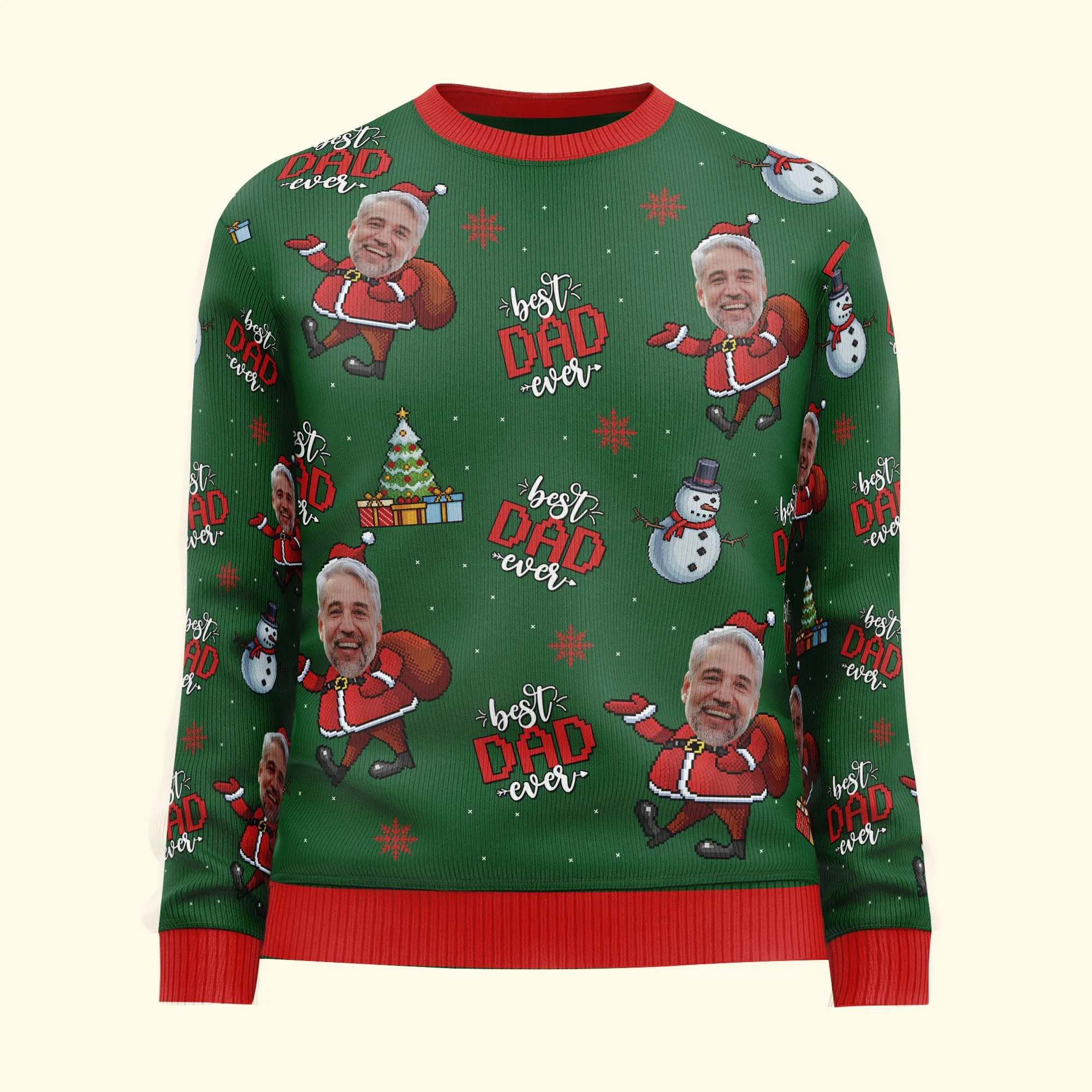 Best Dad Ever - Personalized Photo Ugly Sweater