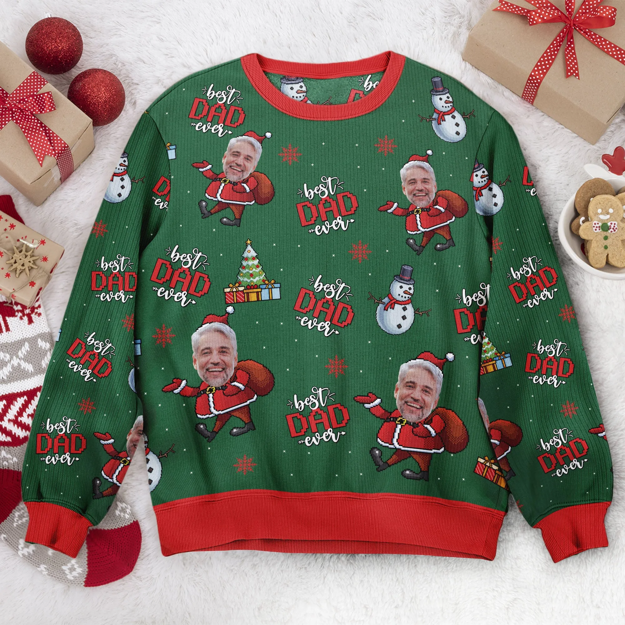 Best Dad Ever - Personalized Photo Ugly Sweater