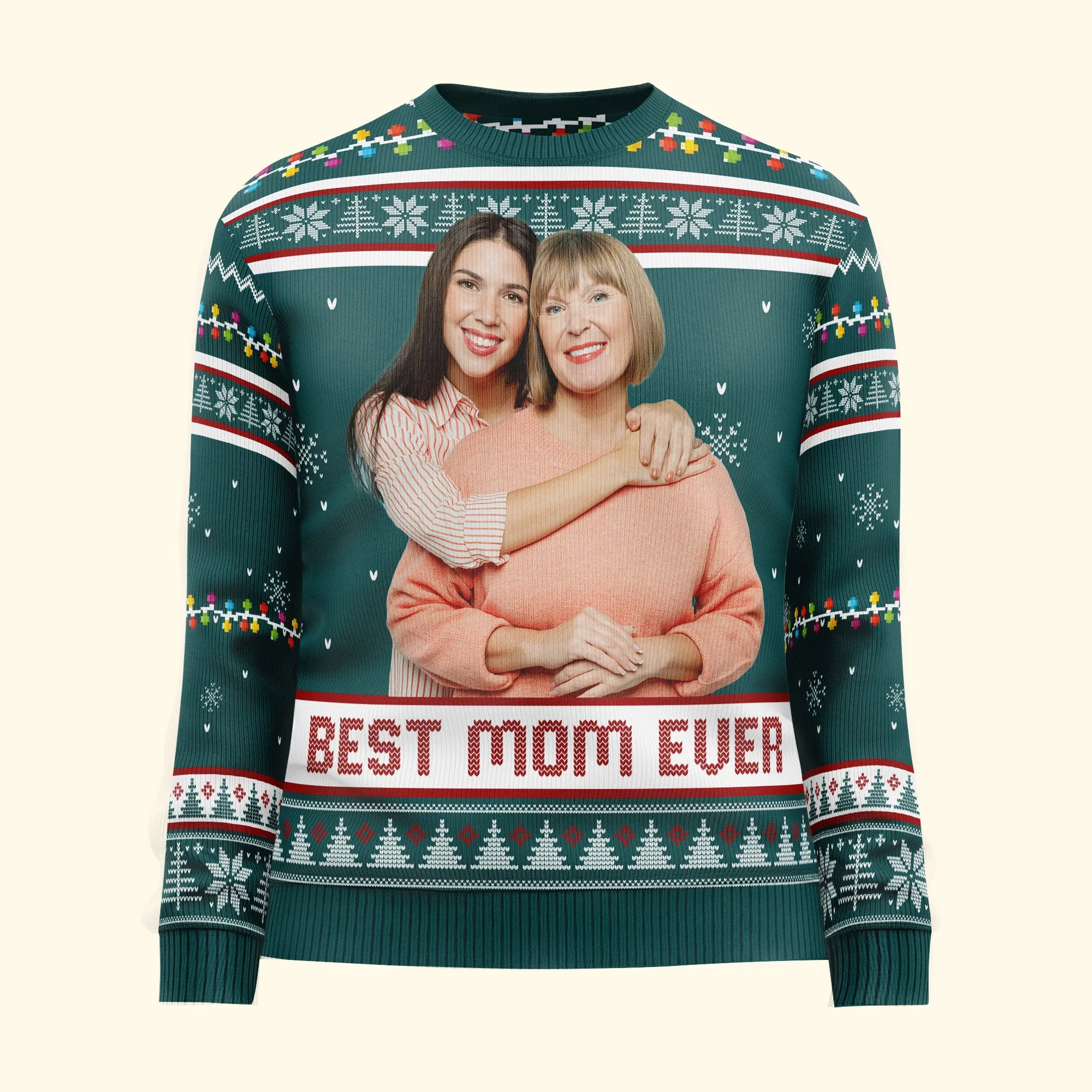 Best Mom Ever Custom Photo Gift For Mom Grandma - Personalized Photo Ugly Sweater