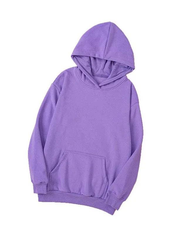 Bishop Halter Jewel Solid Color Long Sleeve Hoodie With Pocket