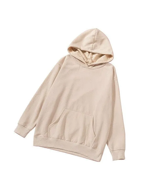 Bishop Halter Jewel Solid Color Long Sleeve Hoodie With Pocket