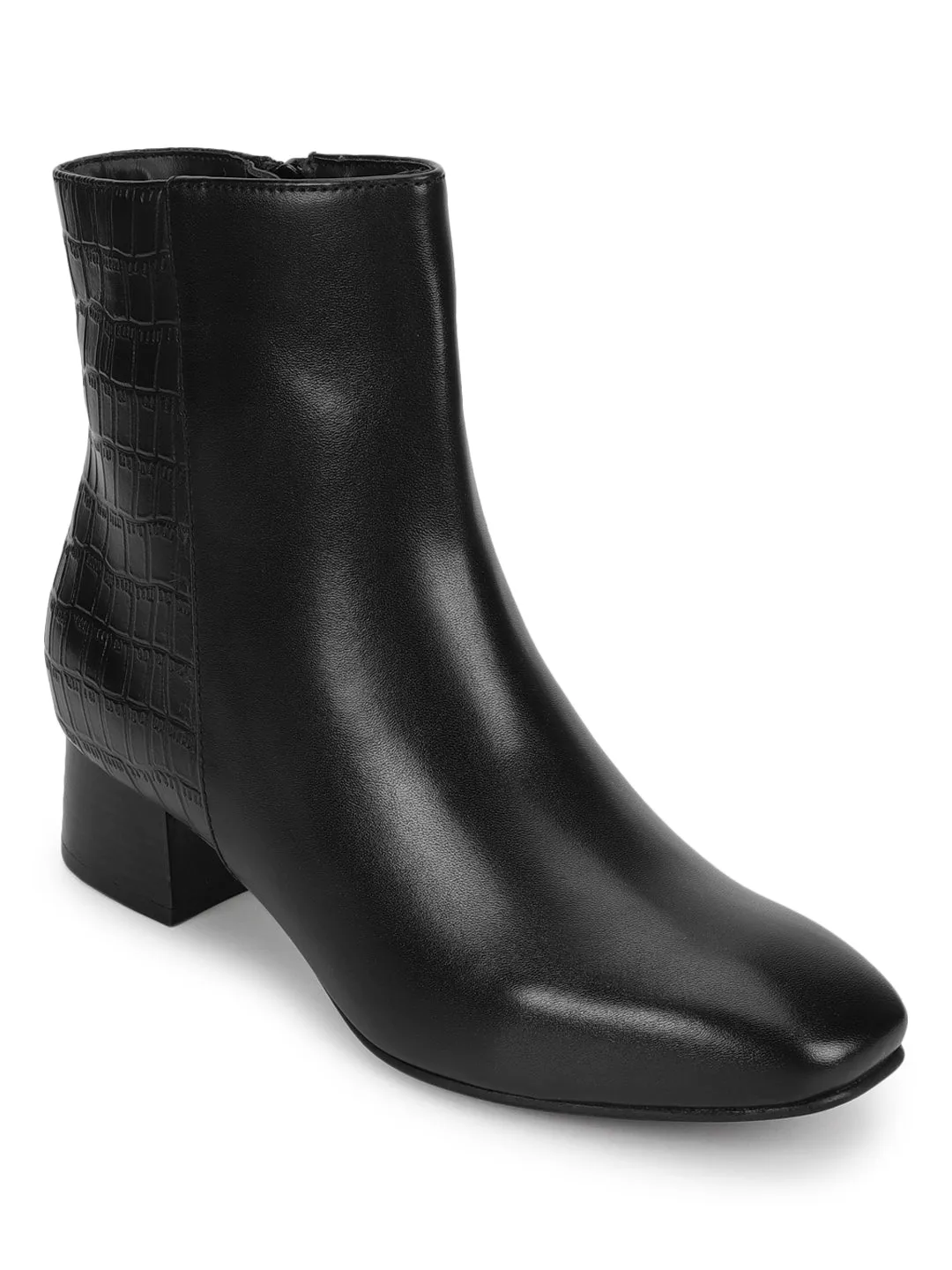 Black PU Block Ankle Boots (TC-20884-BLK)