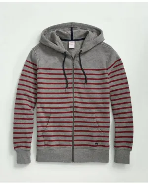 Brooks Brothers Men's Mariner Stripe Hoody Grey/Red