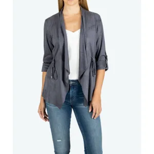 Dianne Faux Suede Drape Jacket