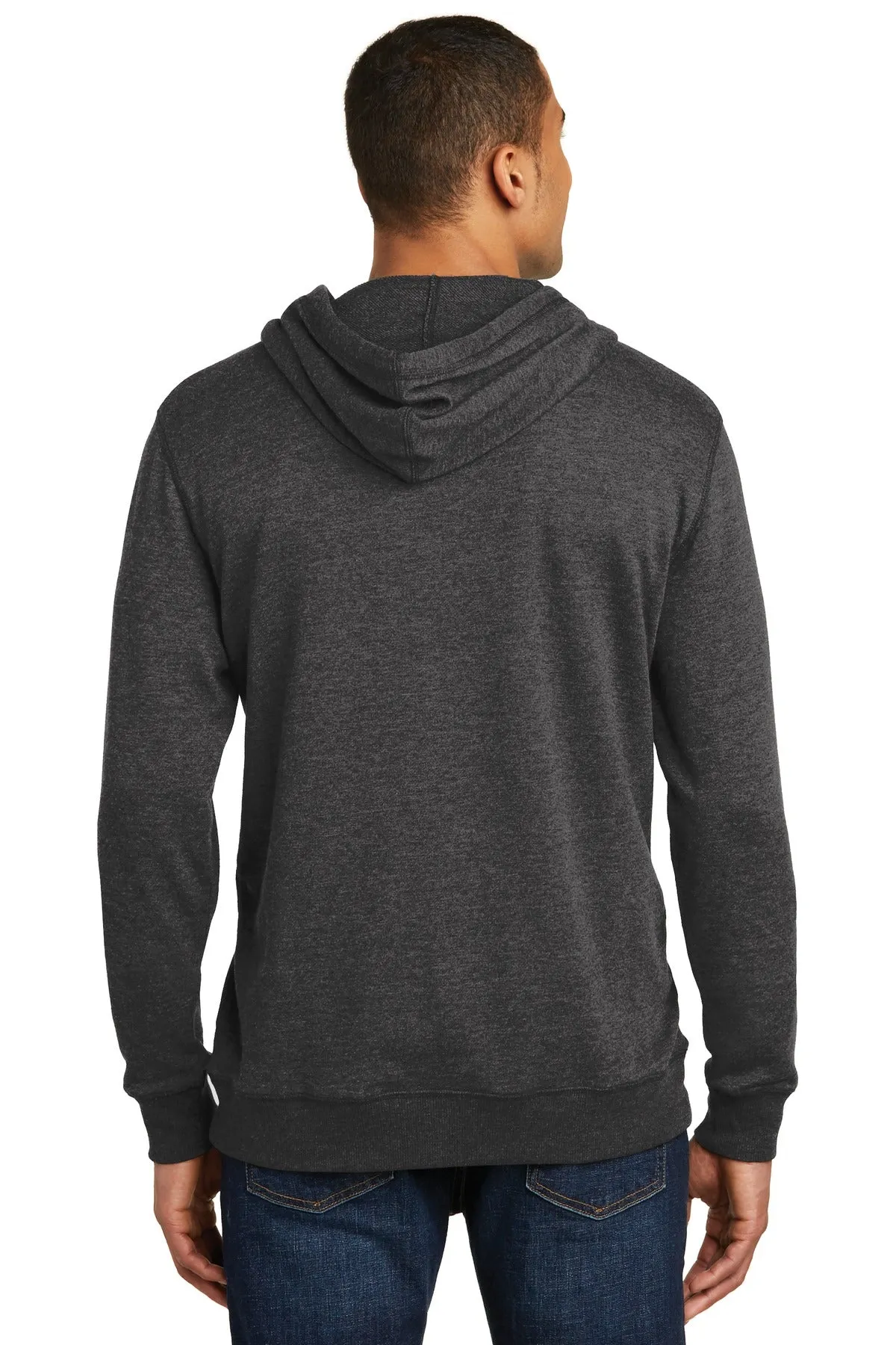 District Made Mens Lightweight Fleece Hoodie Heathered Black