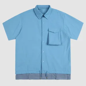 Drawstring Hem Solid Shirts