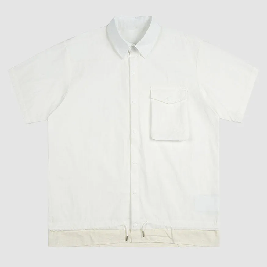 Drawstring Hem Solid Shirts