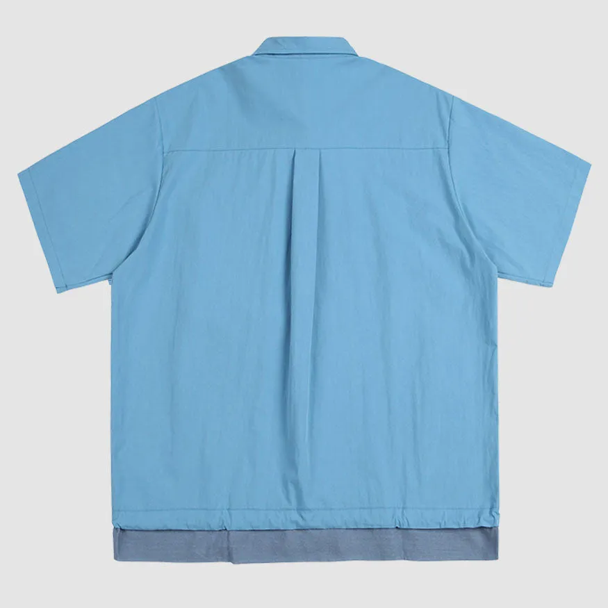 Drawstring Hem Solid Shirts