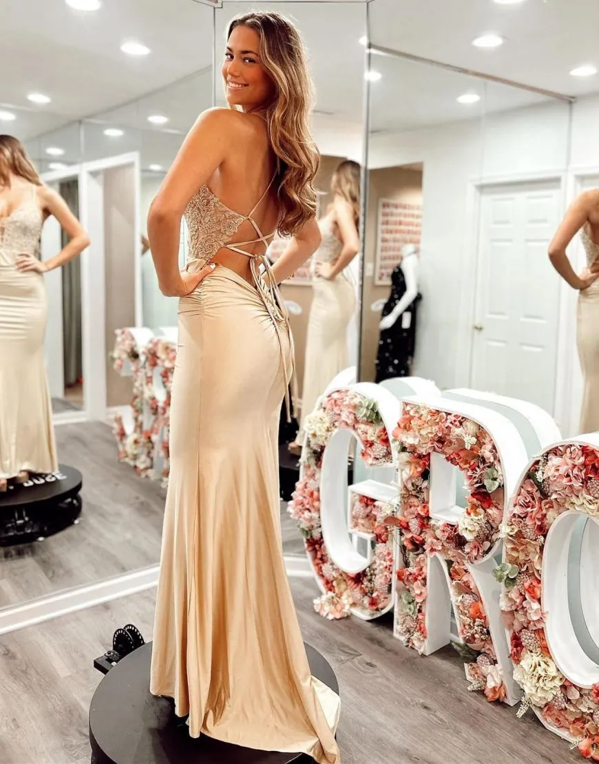 Fernanda |Mermaid Spaghetti Straps Satin Prom Dress