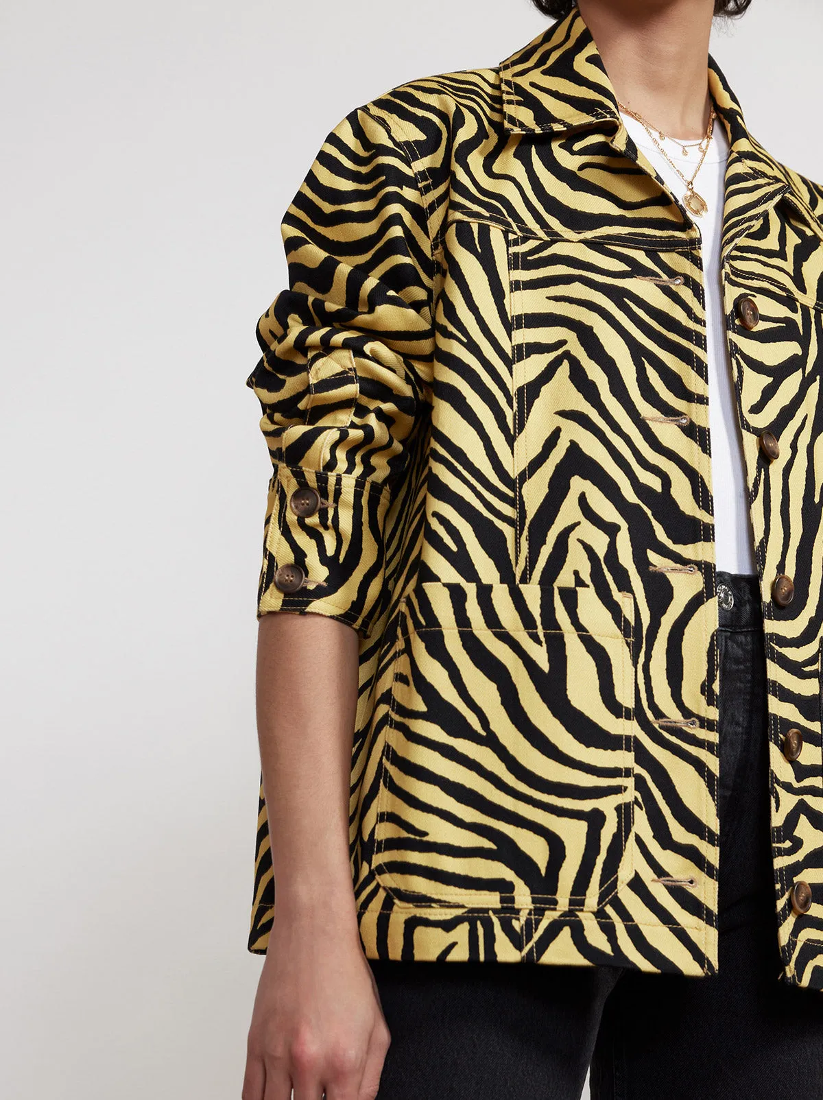 Frankie Yellow Zebra Print Cotton Twill Jacket