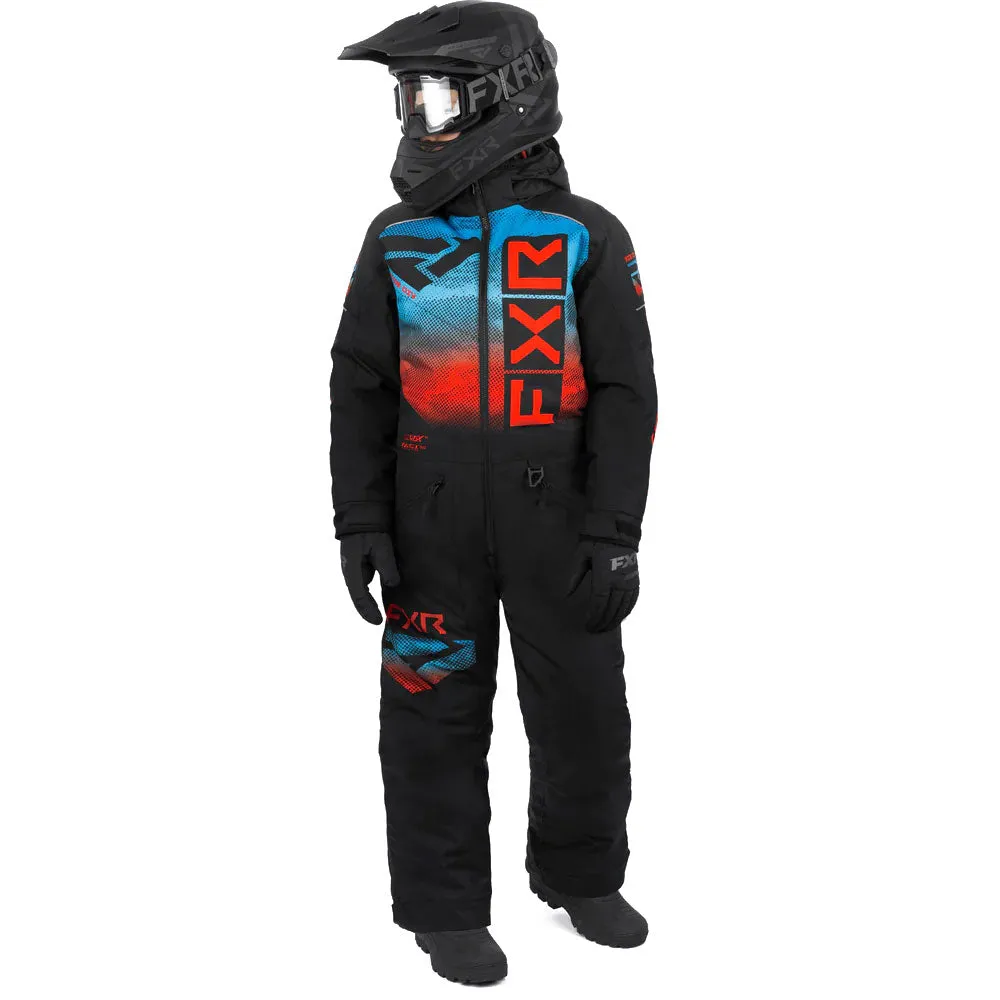 FXR Youth Helium Snowmobile Monosuit Black/Blue-Red Haze