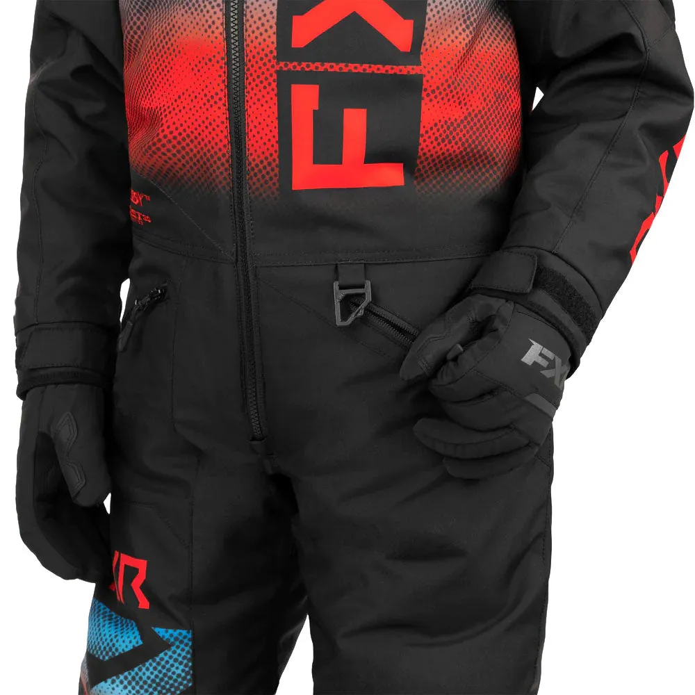 FXR Youth Helium Snowmobile Monosuit Black/Blue-Red Haze