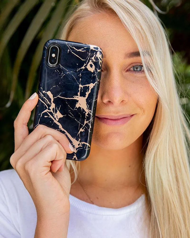 Hidden Gem | Rose Gold and Black Marble Case