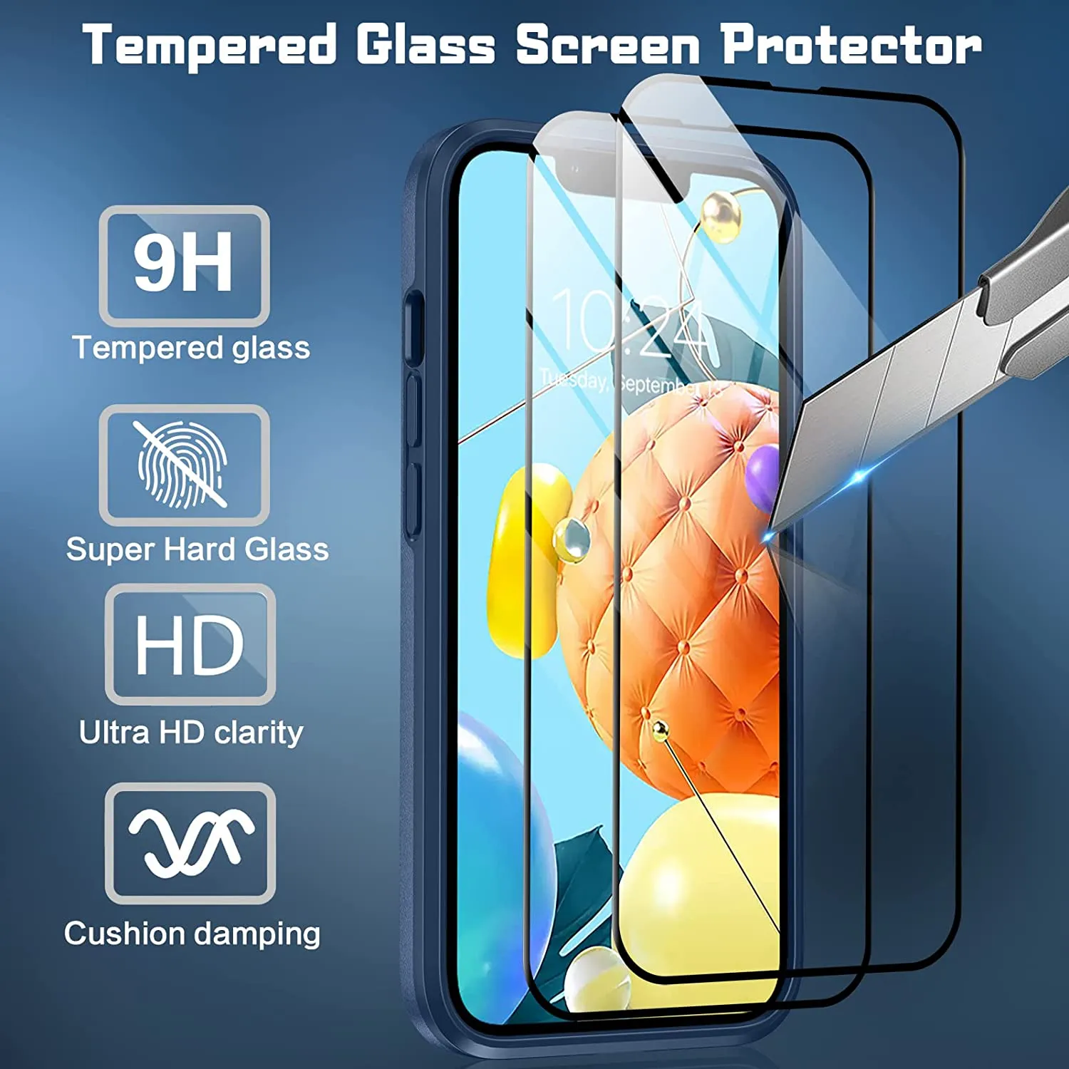 iPhone 14 Case 2pcs Screen Protector Protective Phone Case - Blue