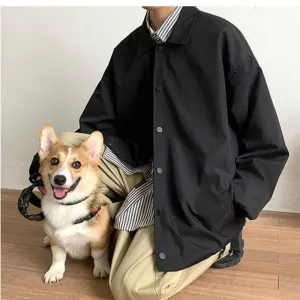 Jacket men women autumn winter Korean trend loose cargo shirts gown simple versatile casual lapel jacket unisex button-up coats