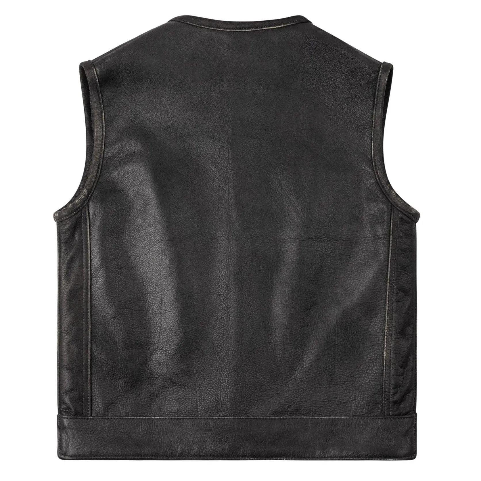 Legendary 'Neckless Outlaw' Men's Aged Leather Motorcycle Vest