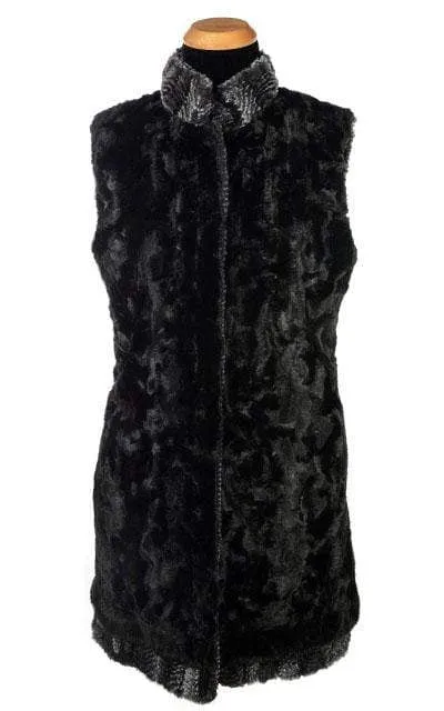 Mandarin Vest, Reversible less pockets - Luxury Faux Fur in Highland with Cuddly Faux Fur