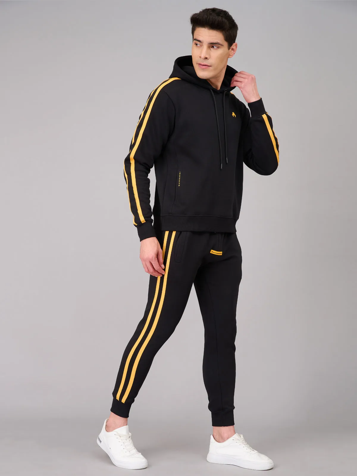 Men Black Co-ord Set With Hoodie (GBHDST2387)