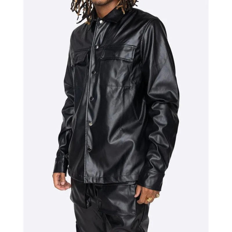 Men's PU Leather Saddler Oversized Shirt