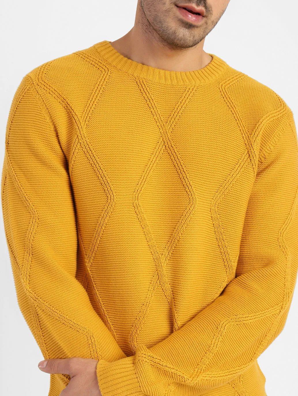 Men's Self Design Crew Neck Sweater