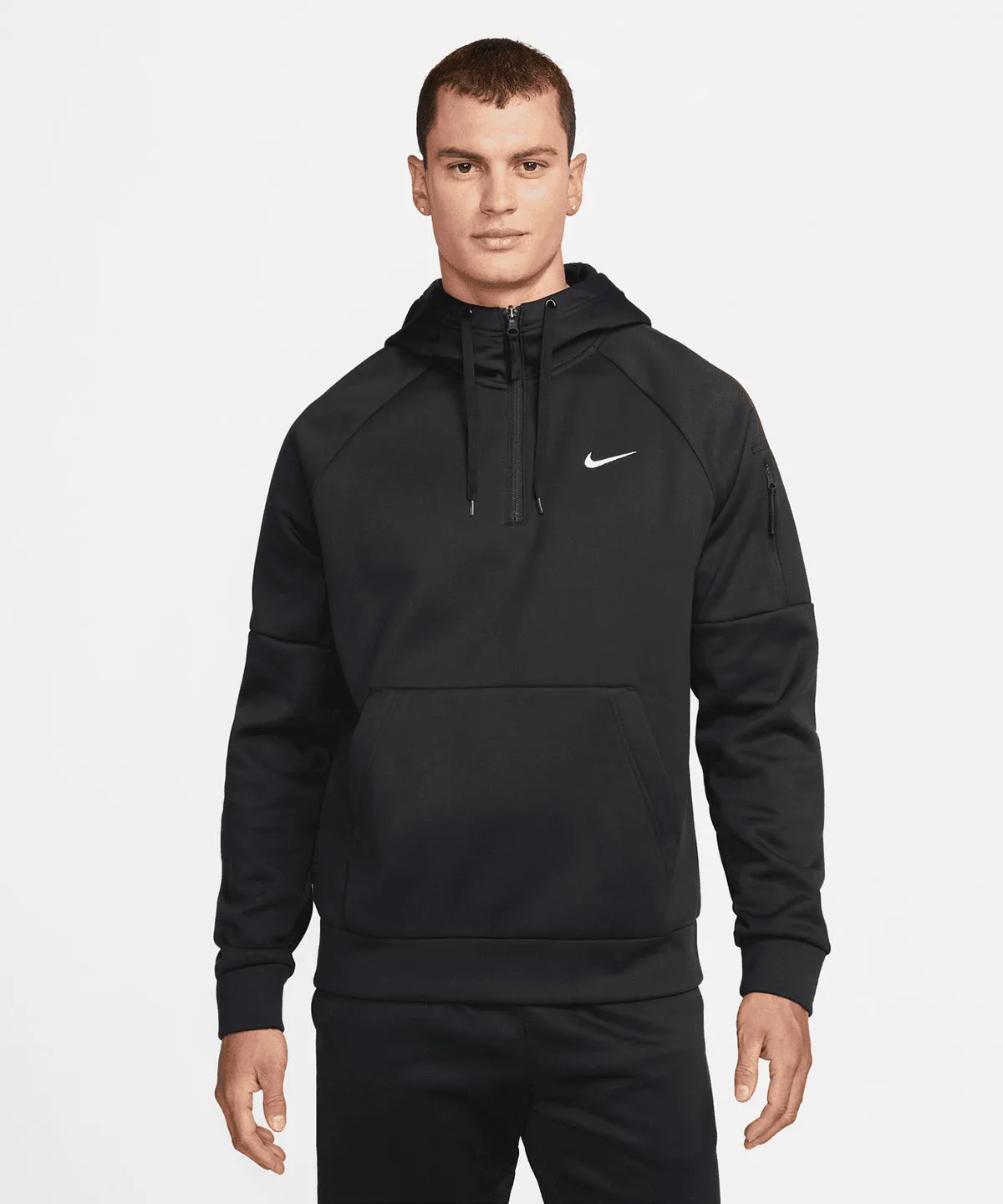 Nike mens 1/4 zip fitness hoodie | Black/Black/White