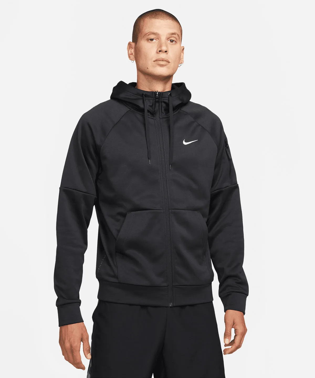 Nike mens full-zip fitness hoodie | Dark Grey Heather/ Particle Grey/ Black