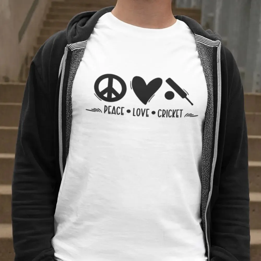 Peace Love Cricket Round Neck Half Sleeve Classic T-Shirt