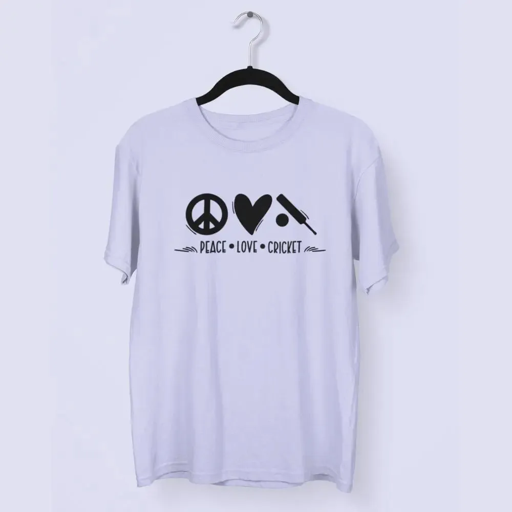 Peace Love Cricket Round Neck Half Sleeve Classic T-Shirt