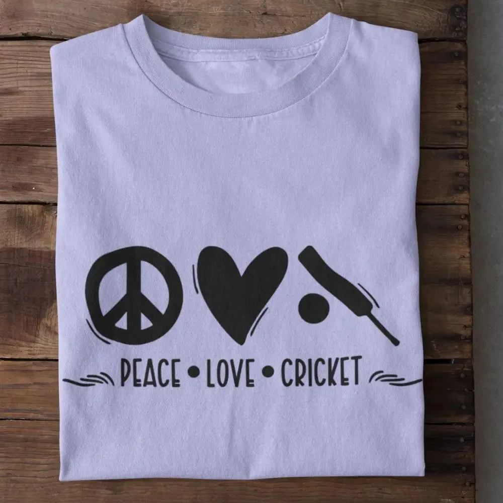 Peace Love Cricket Round Neck Half Sleeve Classic T-Shirt