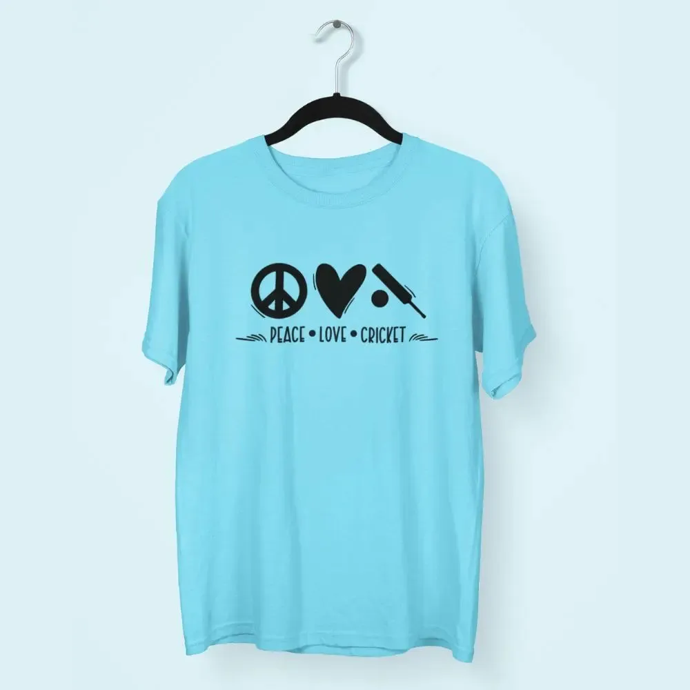 Peace Love Cricket Round Neck Half Sleeve Classic T-Shirt