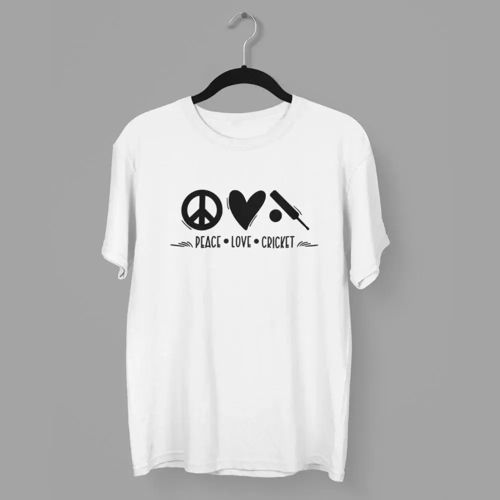 Peace Love Cricket Round Neck Half Sleeve Classic T-Shirt