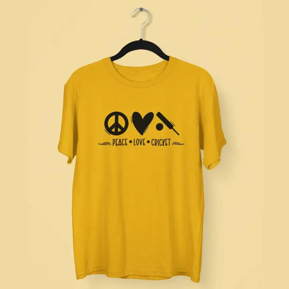 Peace Love Cricket Round Neck Half Sleeve Classic T-Shirt