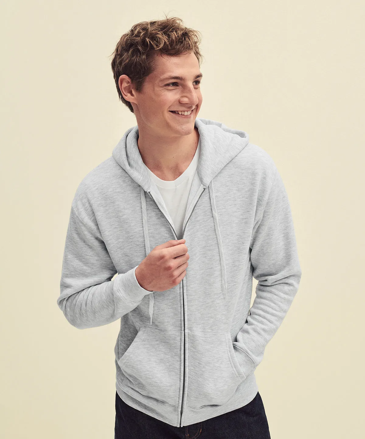 Premium 70/30 hooded sweatshirt jacket | Heather Grey