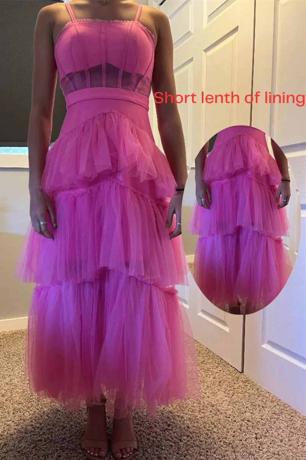 Princess Hot Pink Tiered Tulle Prom Dress