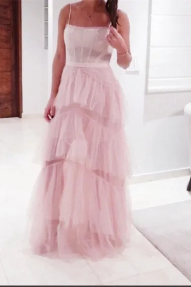 Princess Hot Pink Tiered Tulle Prom Dress