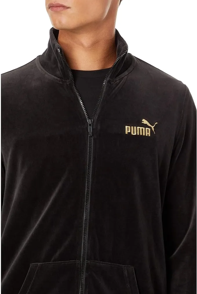 PUMA Men's Gold Trimmed Velour Track Jacket