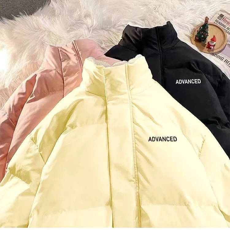 Purpdrank - Fleece Thicken Letter Graphic Men and Women Winter Coat Unisex Oversize Parkas Korean Coat Warm Baggy Casual Jackets Feamle Y2K