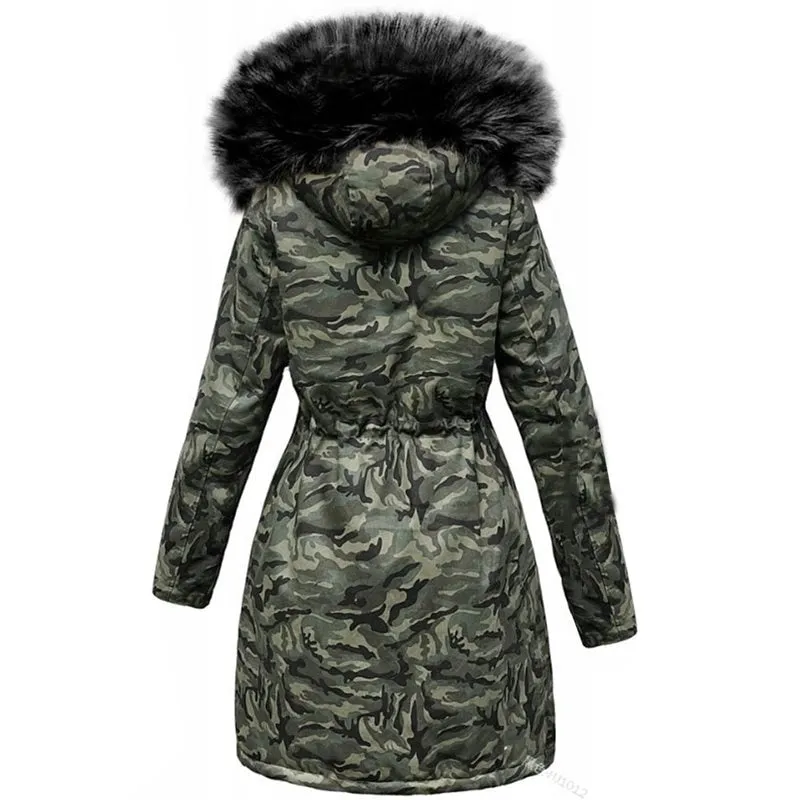 Purpdrank - Quilted Coats Women Winter Jacket  Hooded Parkas Winter Coat Women Loose Parka camouflage coat Padded Jackets