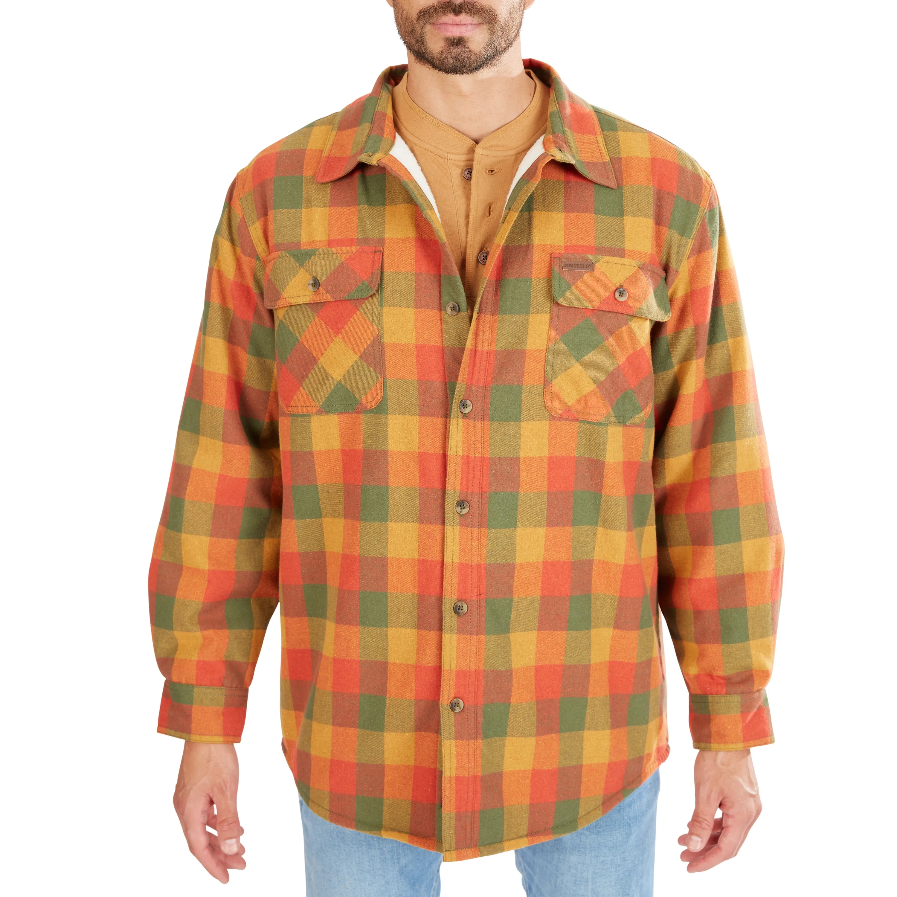 SHERPA-LINED FLANNEL SHIRT JACKET