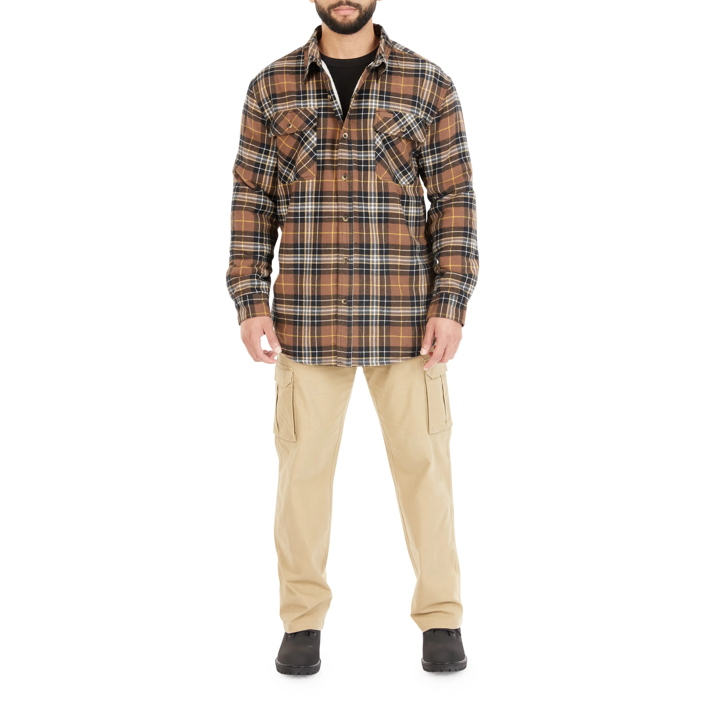 SHERPA-LINED FLANNEL SHIRT JACKET