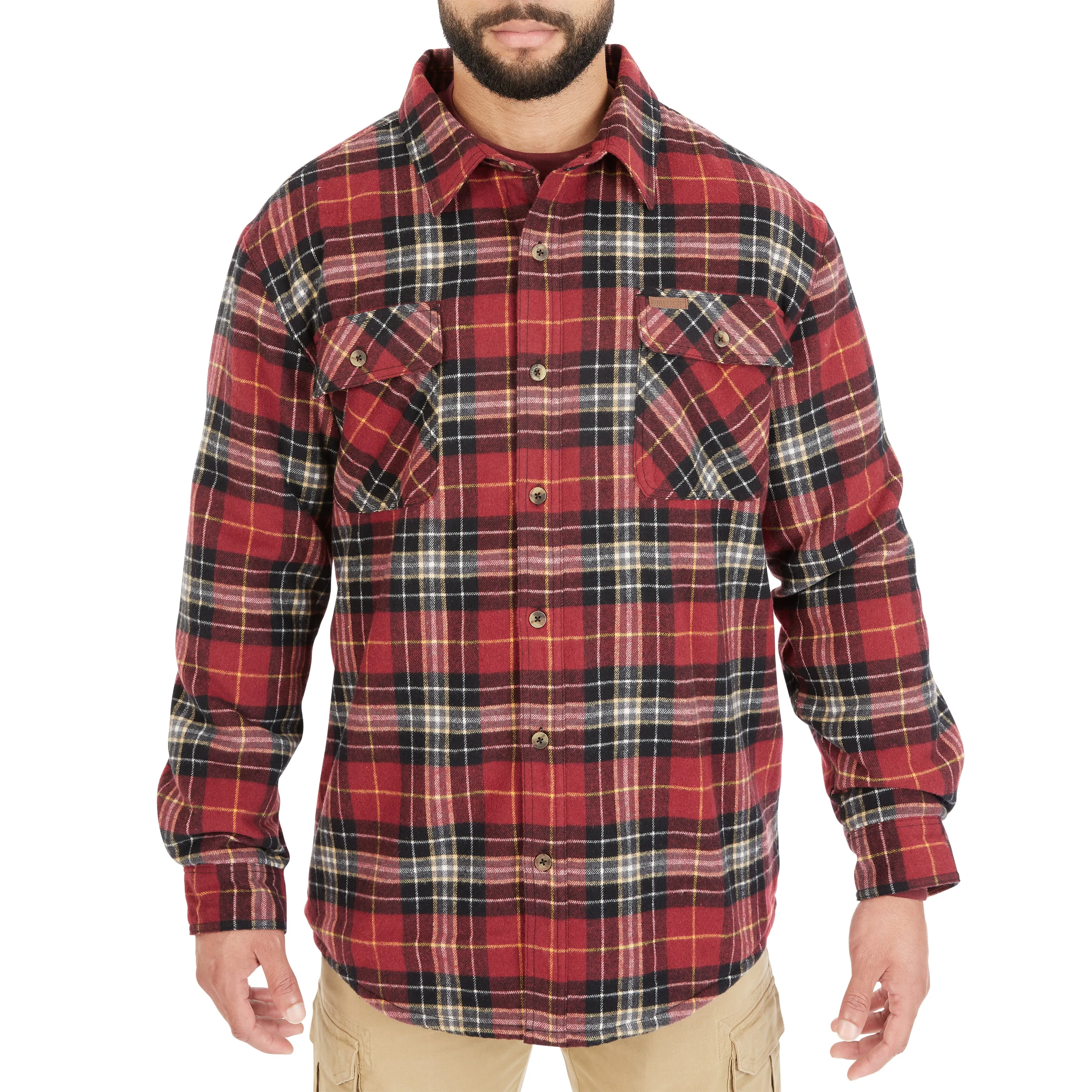 SHERPA-LINED FLANNEL SHIRT JACKET