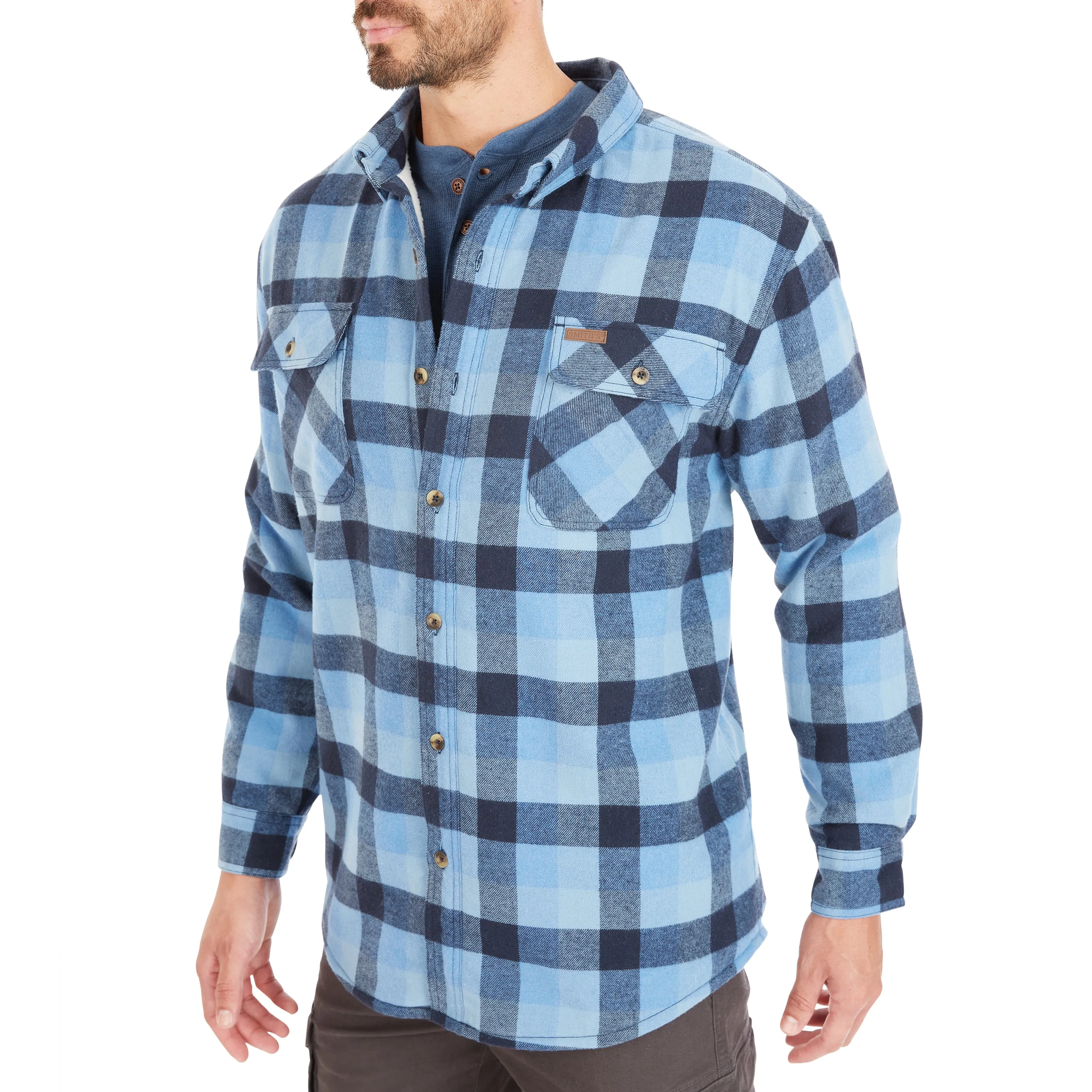 SHERPA-LINED FLANNEL SHIRT JACKET