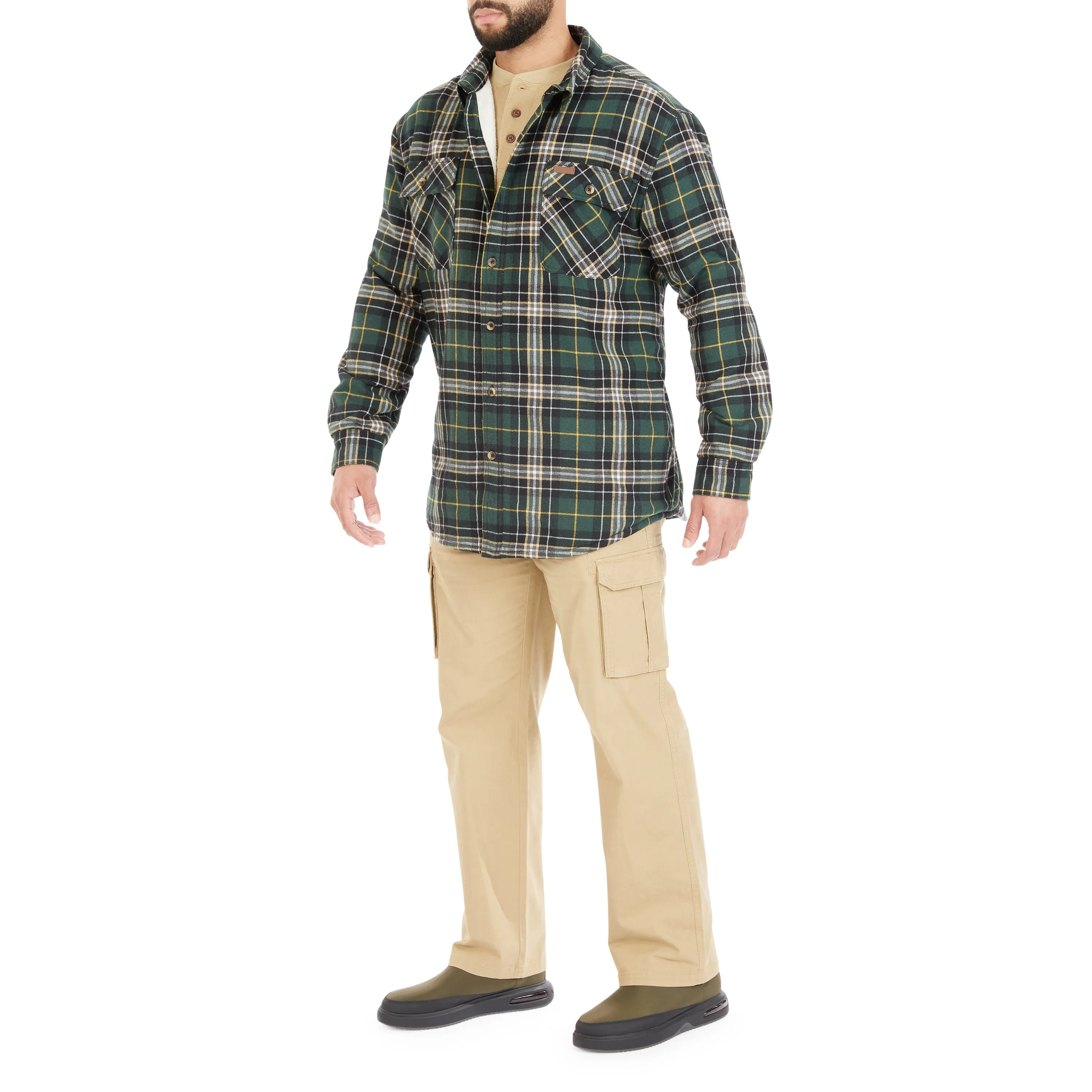 SHERPA-LINED FLANNEL SHIRT JACKET