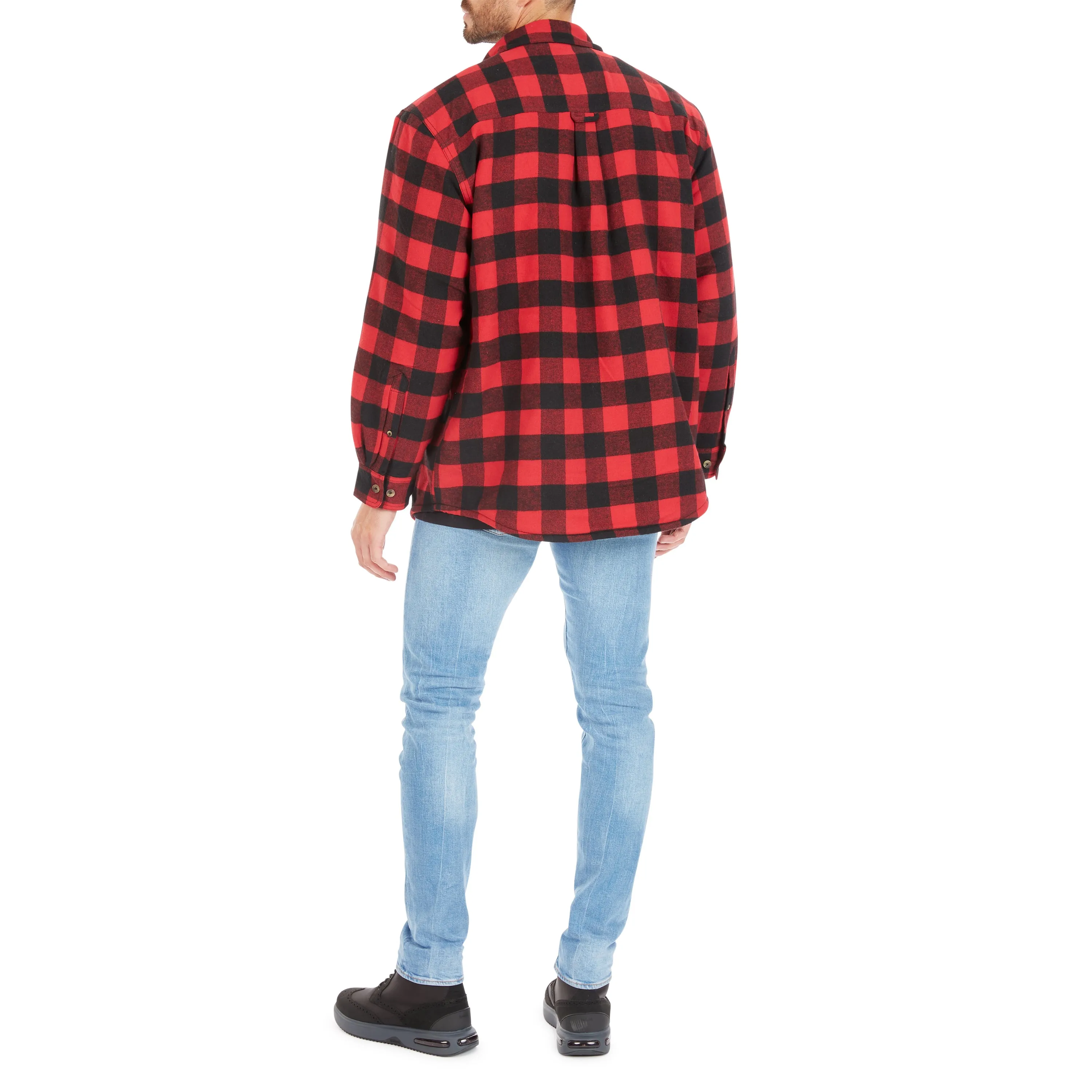 SHERPA-LINED FLANNEL SHIRT JACKET