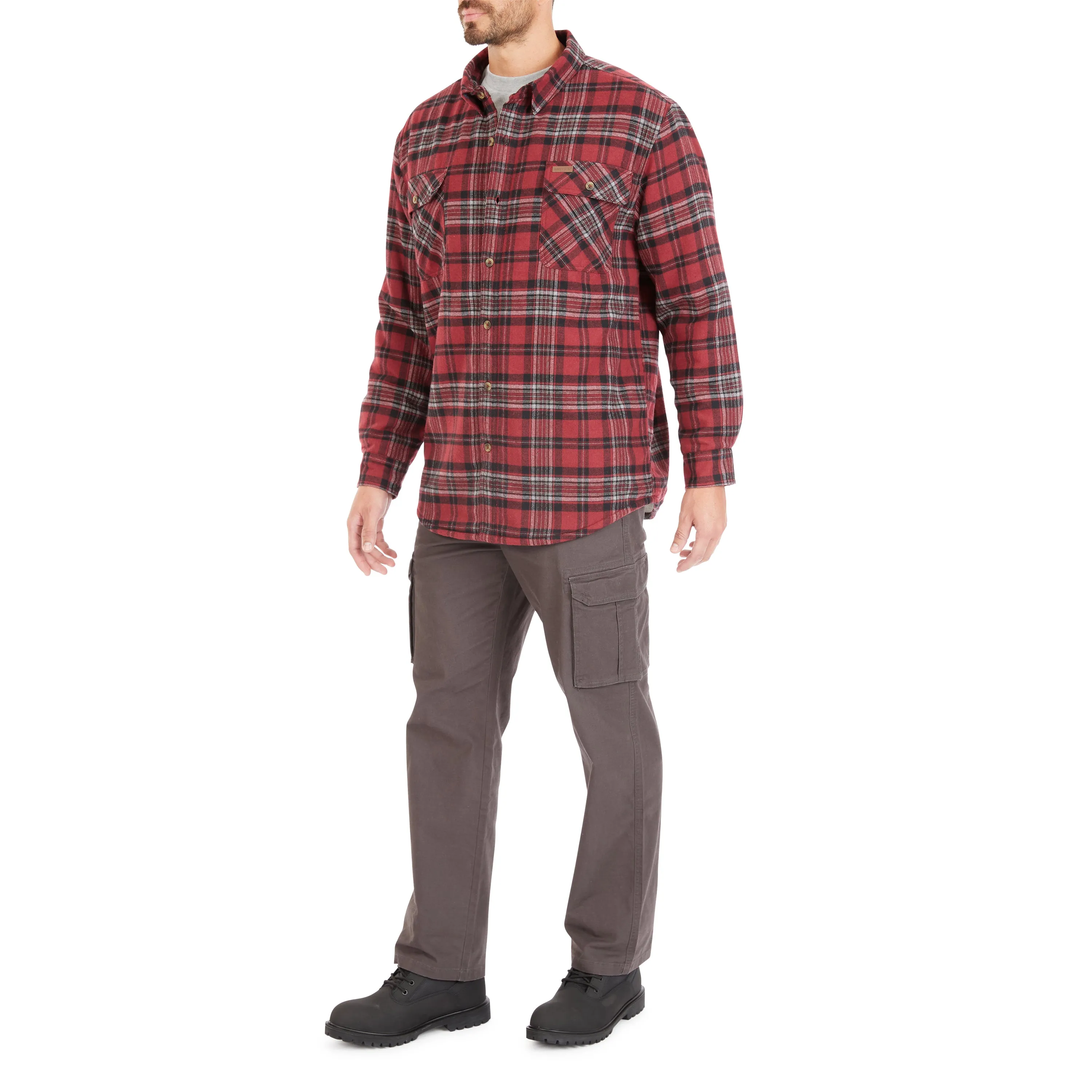 SHERPA-LINED FLANNEL SHIRT JACKET